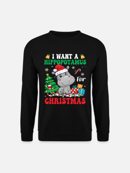 I Want A Hippopotamus For Christmas Lights Santa - Unisex Pullover - Schwarz