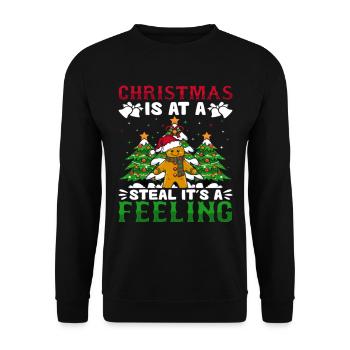Christmas Is At A Steal It's A Feeling Gingerbread - Unisex Sweatshirt - black - Front - Alina (178cm) & Michal (187cm)
