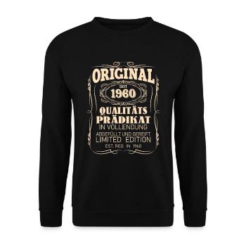 Vintage Original 1960 Geboren Jahrgang 1960 - Unisex Pullover - Schwarz - Vorne - Alina (178cm) & Michal (187cm)