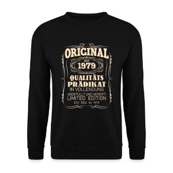 Vintage Original 1979 Geboren Jahrgang 1979 - Unisex Pullover - Schwarz - Vorne - Alina (178cm) & Michal (187cm)
