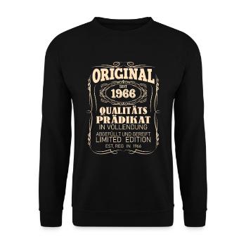 Vintage Original 1966 Geboren Jahrgang 1966 - Unisex Pullover - Schwarz - Vorne - Alina (178cm) & Michal (187cm)