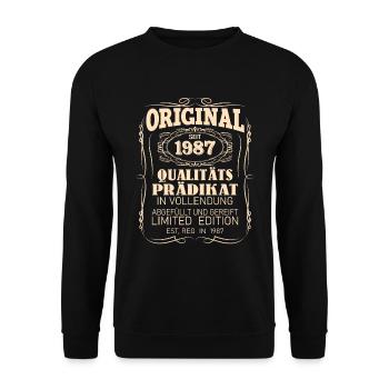 Vintage Original 1987 Geboren Jahrgang 1987 - Unisex Pullover - Schwarz - Vorne - Alina (178cm) & Michal (187cm)
