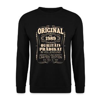 Vintage Original 1989 Geboren Jahrgang 1989 - Unisex Pullover - Schwarz - Vorne - Alina (178cm) & Michal (187cm)