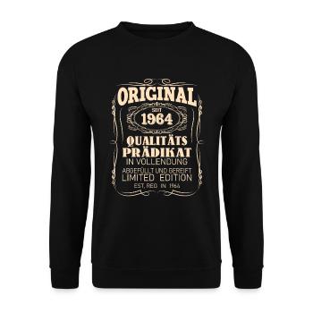 Vintage Original 1964 Geboren Jahrgang 1964 - Unisex Pullover - Schwarz - Vorne - Alina (178cm) & Michal (187cm)