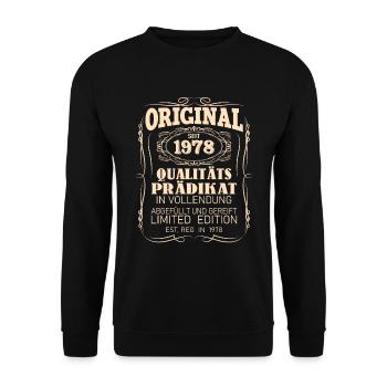 Vintage Original 1978 Geboren Jahrgang 1978 - Unisex Pullover - Schwarz - Vorne - Alina (178cm) & Michal (187cm)