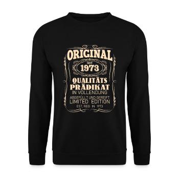 Vintage Original 1973 Geboren Jahrgang 1973 - Unisex Pullover - Schwarz - Vorne - Alina (178cm) & Michal (187cm)