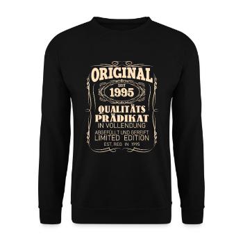 Vintage Original 1995 Geboren Jahrgang 1995 - Unisex Pullover - Schwarz - Vorne - Alina (178cm) & Michal (187cm)