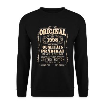 Vintage Original 1998 Geboren Jahrgang 1998 - Unisex Pullover - Schwarz - Vorne - Alina (178cm) & Michal (187cm)