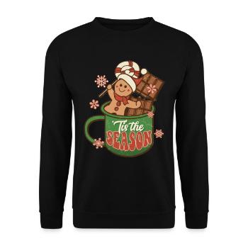 Retro Christmas Jingle Hot Cocoa Tis The Season - Unisex Sweatshirt - black - Front - Alina (178cm) & Michal (187cm)