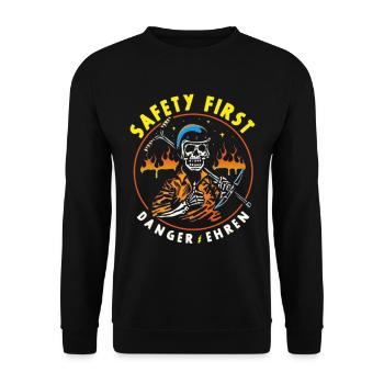 Safety First Danger Ehren - Unisex Pullover - Schwarz - Vorne - Alina (178cm) & Michal (187cm)