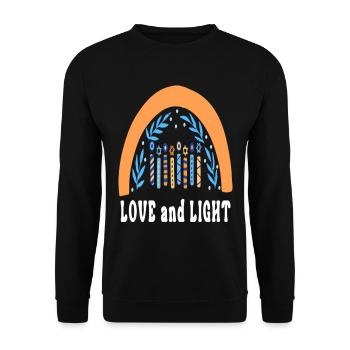 Love And Light Rainbow Hanukkah Jewish Chanukah - Unisex Pullover - Schwarz - Vorne - Alina (178cm) & Michal (187cm)