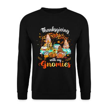 Thanksgiving With My Gnomies Friends Happy Fall - Unisex Sweatshirt - black - Front - Alina (178cm) & Michal (187cm)