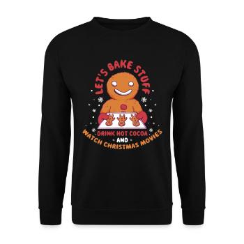 Lets Bake Stuff Drink Hot Cocoa Baking Gift - Unisex Sweatshirt - black - Front - Alina (178cm) & Michal (187cm)