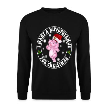 I Want A Hippopotamus For Christmas Xmas Hippo - Unisex Sweatshirt - black - Front - Alina (178cm) & Michal (187cm)