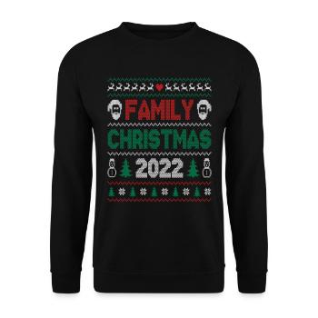 Family Christmas 2022 Xmas Squad Santa Elf - Unisex Sweatshirt - black - Front - Alina (178cm) & Michal (187cm)