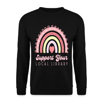 Support Your Local Library - Unisex Pullover - Schwarz - Vorne - Alina (178cm) & Michal (187cm)