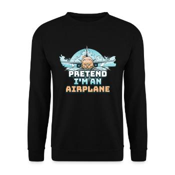 Pretend Im An Airplane Pilot Gift - Unisex Sweatshirt - black - Front - Alina (178cm) & Michal (187cm)