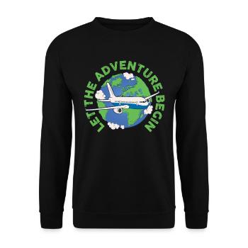 Let The Adventure Begin Airplane Pilot Gift - Unisex Sweatshirt - black - Front - Alina (178cm) & Michal (187cm)