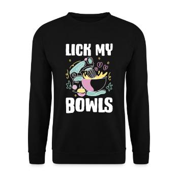 Lick My Bowls Baking Gift - Unisex Sweatshirt - black - Front - Alina (178cm) & Michal (187cm)