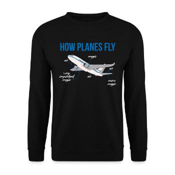 Comment les avions volent un cadeau de pilote - Sweat-shirt Unisexe - noir - Devant - Alina (178cm) & Michal (187cm)