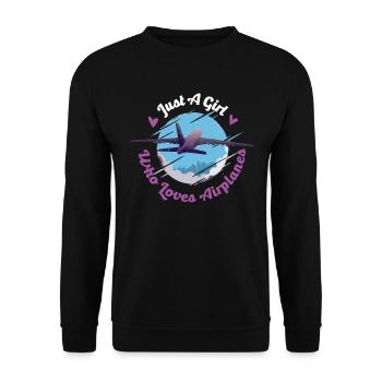 Just A Girl Who Loves Airplanes Pilot Gift - Unisex Sweatshirt - black - Front - Alina (178cm) & Michal (187cm)