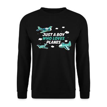 Just A Boy Who Loves Planes Pilot Gift - Unisex Sweatshirt - black - Front - Alina (178cm) & Michal (187cm)