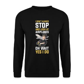 Look At Airplanes Pilot Gift - Unisex Sweatshirt - black - Front - Alina (178cm) & Michal (187cm)