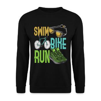Children Triathlete Swim Bike Run Triathlon - Unisex Sweatshirt - black - Front - Alina (178cm) & Michal (187cm)
