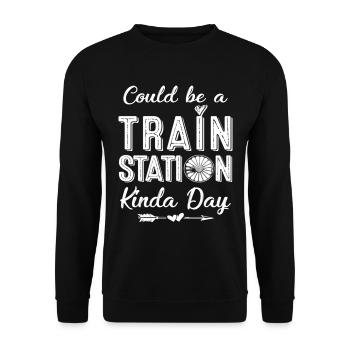 Could Be A Train Station Kinda Day - Unisex Pullover - Schwarz - Vorne - Alina (178cm) & Michal (187cm)
