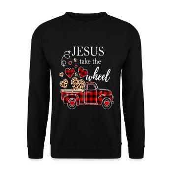 Christmas Jesus Take The Wheel - Unisex Sweatshirt - black - Front - Alina (178cm) & Michal (187cm)