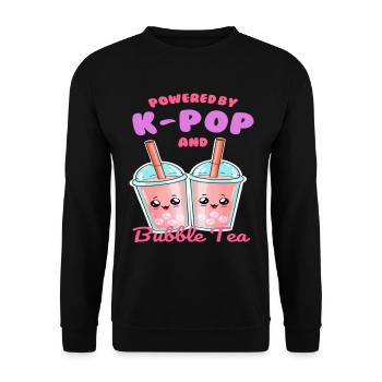 Powered By K POP And Bubble Tea - Unisex Pullover - Schwarz - Vorne - Alina (178cm) & Michal (187cm)