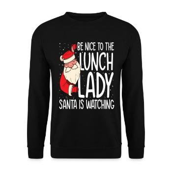 Soyez NIce au déjeuner que Lady Santa regarde - Sweat-shirt Unisexe - noir - Devant - Alina (178cm) & Michal (187cm)