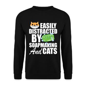 Soap Maker Easily Distracted By Soapmaking And Cat - Unisex Sweatshirt - black - Front - Alina (178cm) & Michal (187cm)