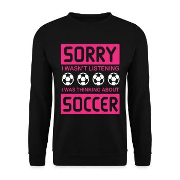 Je n'écoutais pas, je pensais au football - Sweat-shirt Unisexe - noir - Devant - Alina (178cm) & Michal (187cm)
