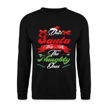 Cher Père Noël, ils sont les vilains Noël - Sweat-shirt Unisexe - noir - Devant - Alina (178cm) & Michal (187cm)