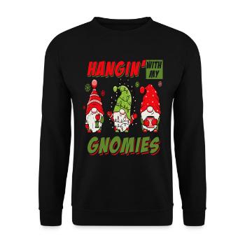 Christmas Hanging With My Gnomies - Unisex Pullover - Schwarz - Vorne - Alina (178cm) & Michal (187cm)