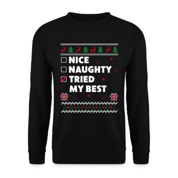 Nice Naughty a essayé mon meilleur Noël moche - Sweat-shirt Unisexe - noir - Devant - Alina (178cm) & Michal (187cm)