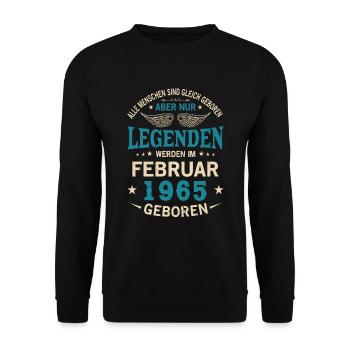 Alle Menschen Sind Gleich Geboren Februar 1965 - Unisex Pullover - Schwarz - Vorne - Alina (178cm) & Michal (187cm)
