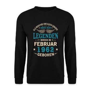 Alle Menschen Sind Gleich Geboren Februar 1962 - Unisex Pullover - Schwarz - Vorne - Alina (178cm) & Michal (187cm)