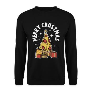 Pizza Christmas Weihnachtsessen Geschenk - Unisex Pullover - Schwarz - Vorne - Alina (178cm) & Michal (187cm)