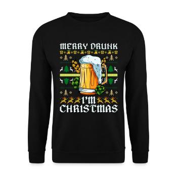 Joyeux ivre je suis Noël drôle Santa Joke Noël Noël - Sweat-shirt Unisexe - noir - Devant - Alina (178cm) & Michal (187cm)