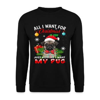 Cute Christmas Pug - Unisex Sweatshirt - black - Front - Alina (178cm) & Michal (187cm)