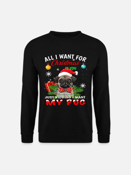 Cute Christmas Pug - Unisex Sweatshirt - black