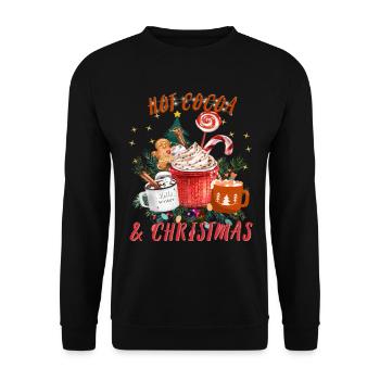Hot Cocoa And Merry Christmas Vintage Coffee - Unisex Pullover - Schwarz - Vorne - Alina (178cm) & Michal (187cm)