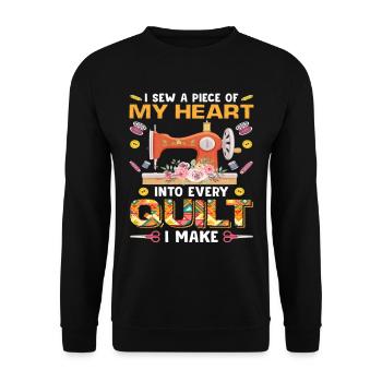 I Sew A Piece Of My Heart Info Every Quilting - Unisex Pullover - Schwarz - Vorne - Alina (178cm) & Michal (187cm)