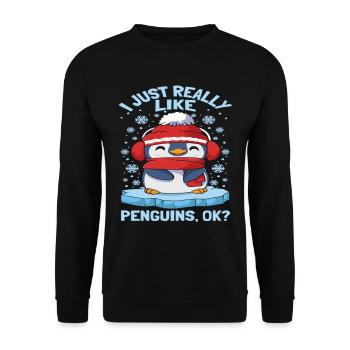 I Just Really Like Penguins Ok - Unisex Sweatshirt - black - Front - Alina (178cm) & Michal (187cm)