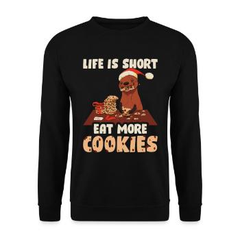 La vie est courte Mangez plus de biscuits Cookie Gift - Sweat-shirt Unisexe - noir - Devant - Alina (178cm) & Michal (187cm)