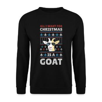 Cadeau de pull de Noël moche de chèvre de chèvre - Sweat-shirt Unisexe - noir - Devant - Alina (178cm) & Michal (187cm)