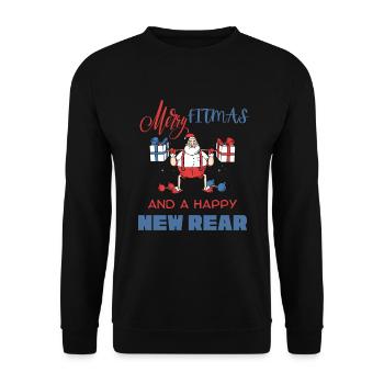 Joyeux Fitmas et joyeux nouveau gymnase de Noël drôle arrière - Sweat-shirt Unisexe - noir - Devant - Alina (178cm) & Michal (187cm)
