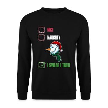 I Swear I Tried Naughty or Cute Gift - Unisex Sweatshirt - black - Front - Alina (178cm) & Michal (187cm)